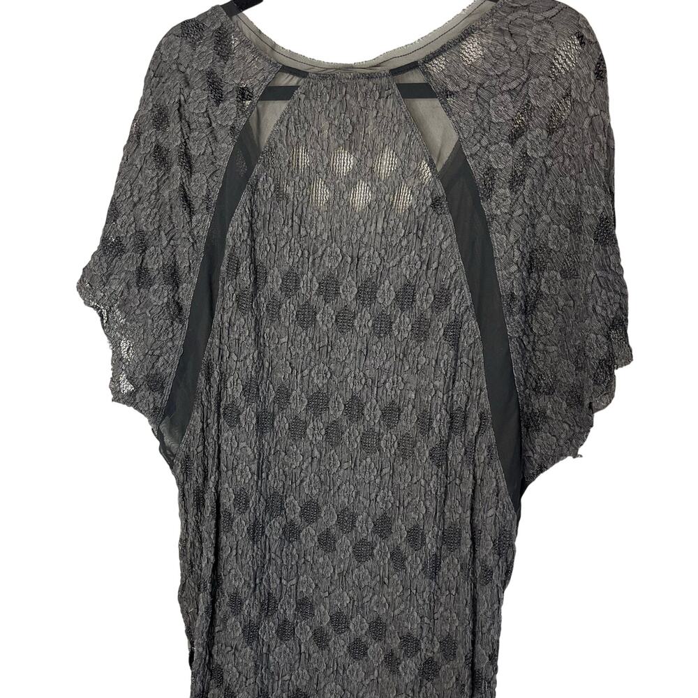 ✨ Free People Black & Gray Textured Lace Sheer Mesh Top ✨